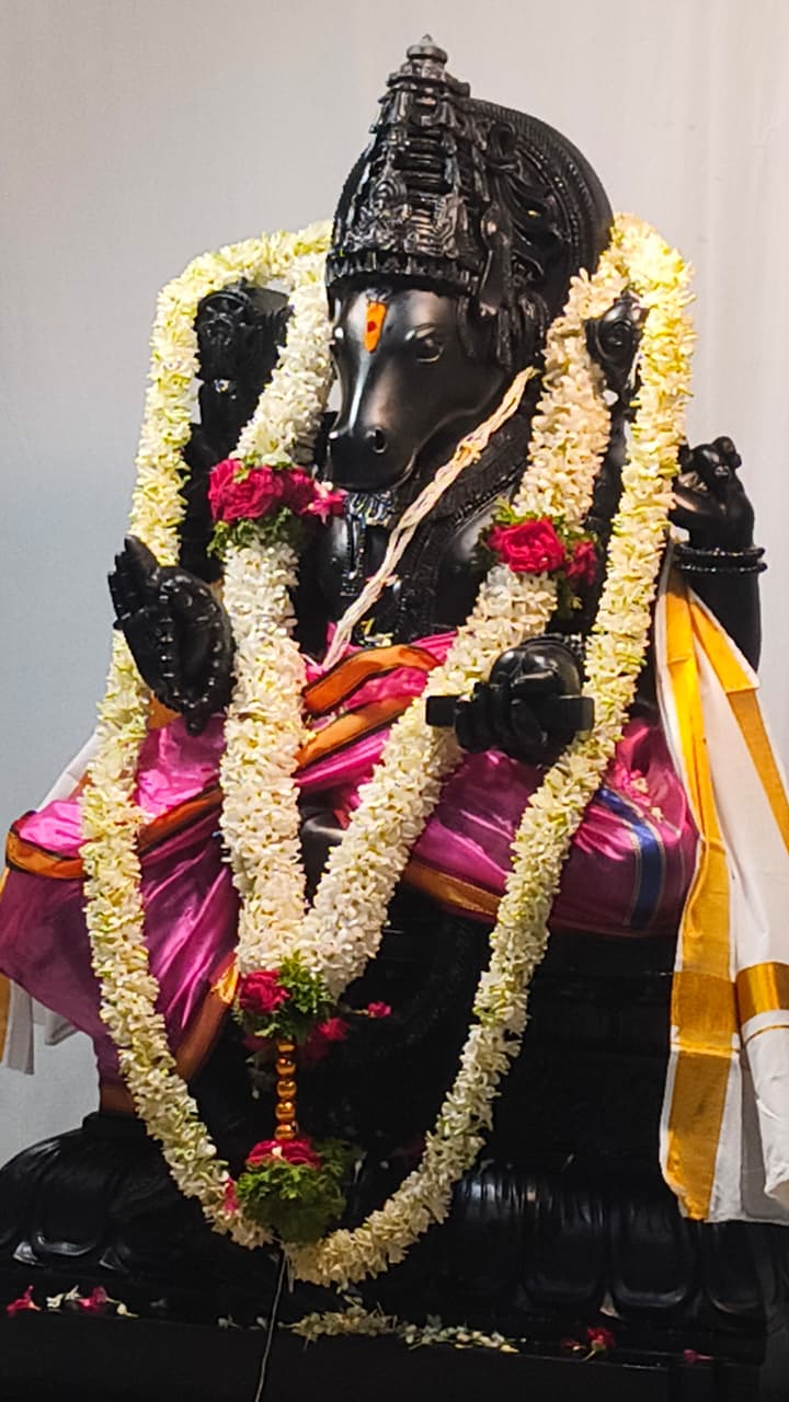 Sri Vidya Hayagreeva — Krishna shila, before alankara